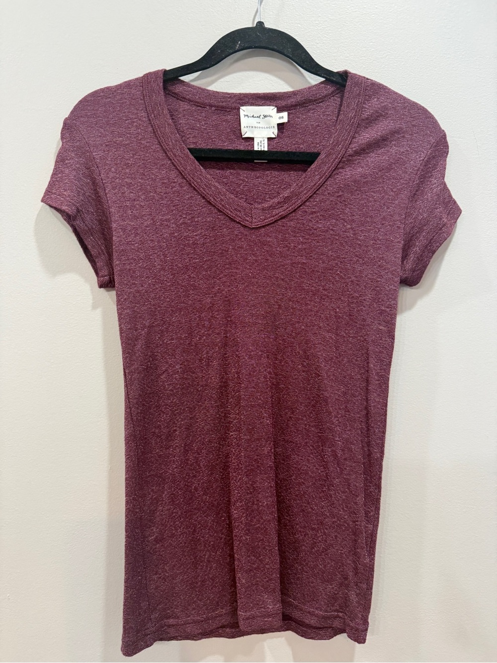 Michael Stars Heathered Plum V-Neck Short Sleeve Tee